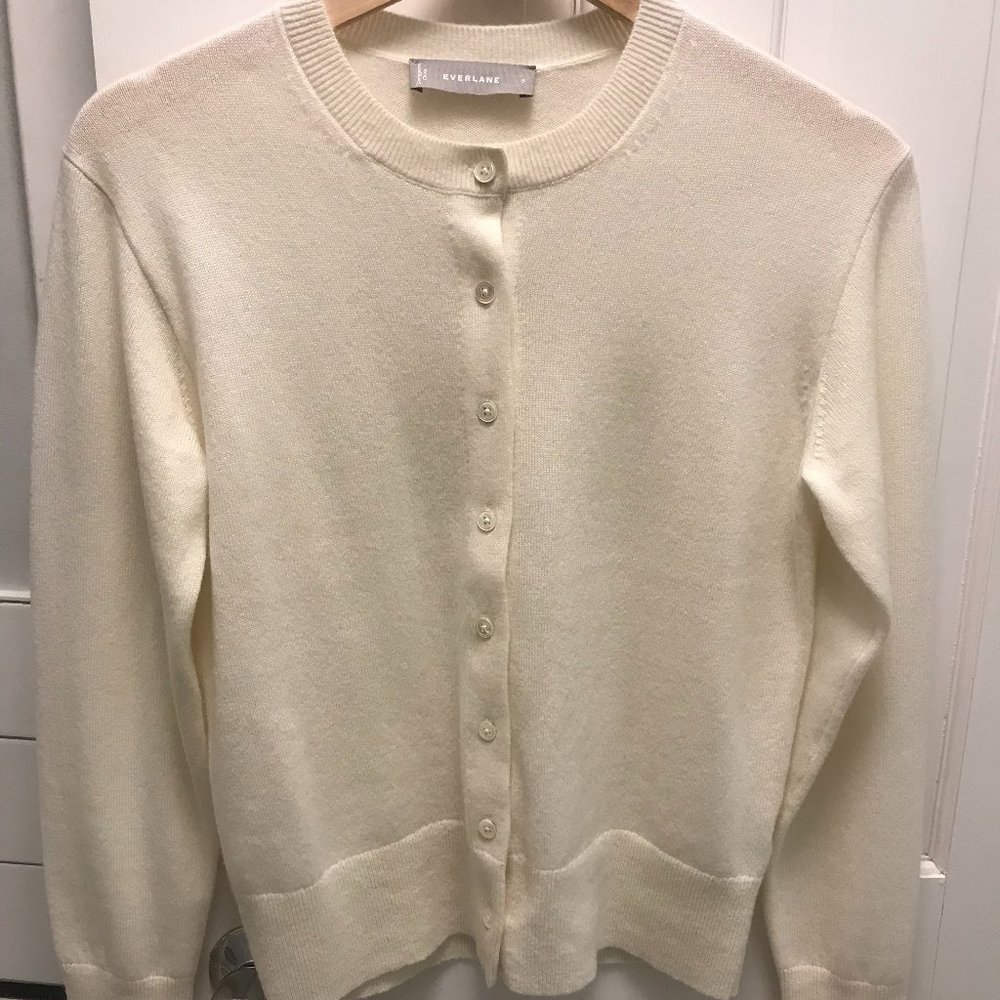 Everlane The Cashmere Crew Cardigan Off White S